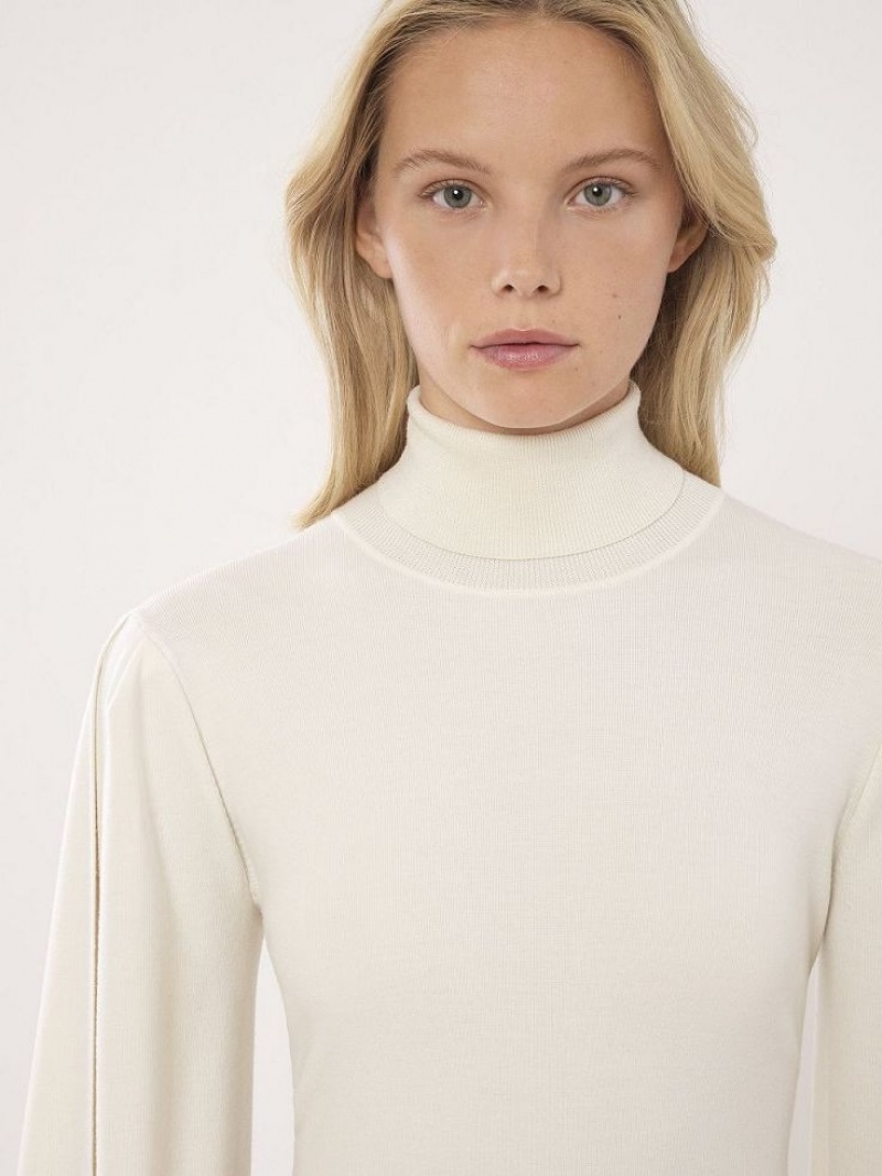 Chloe Fitted Mock-neck Strikkevarer Hvite | CHE-SR13958