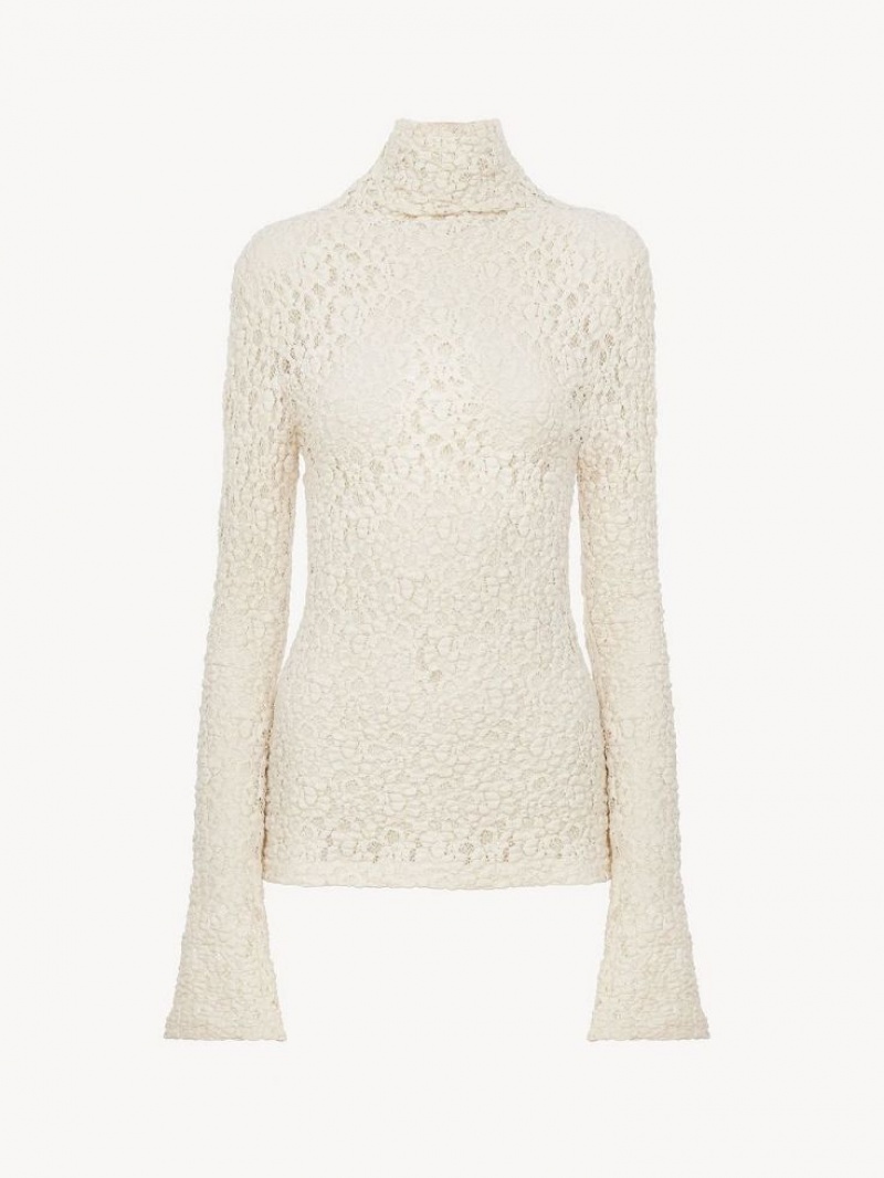 Chloe Fitted Turtleneck Topper Hvite | CHE-SR13908