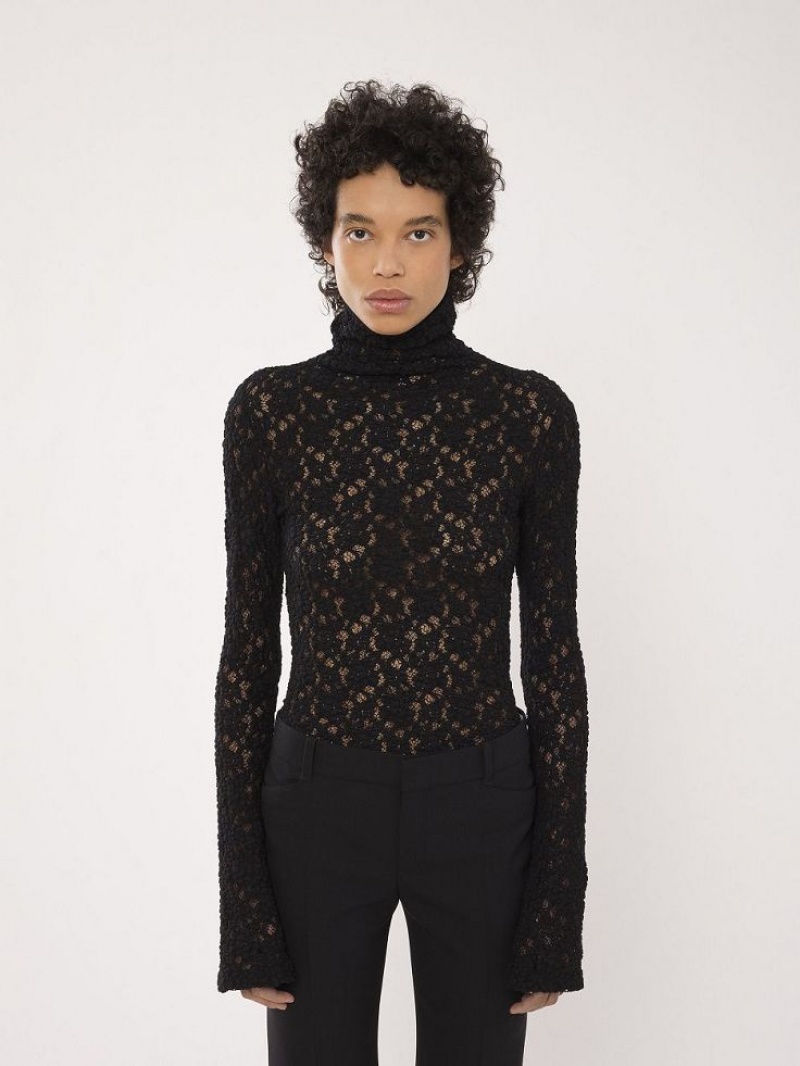 Chloe Fitted Turtleneck Topper Svarte | CHE-SR13911