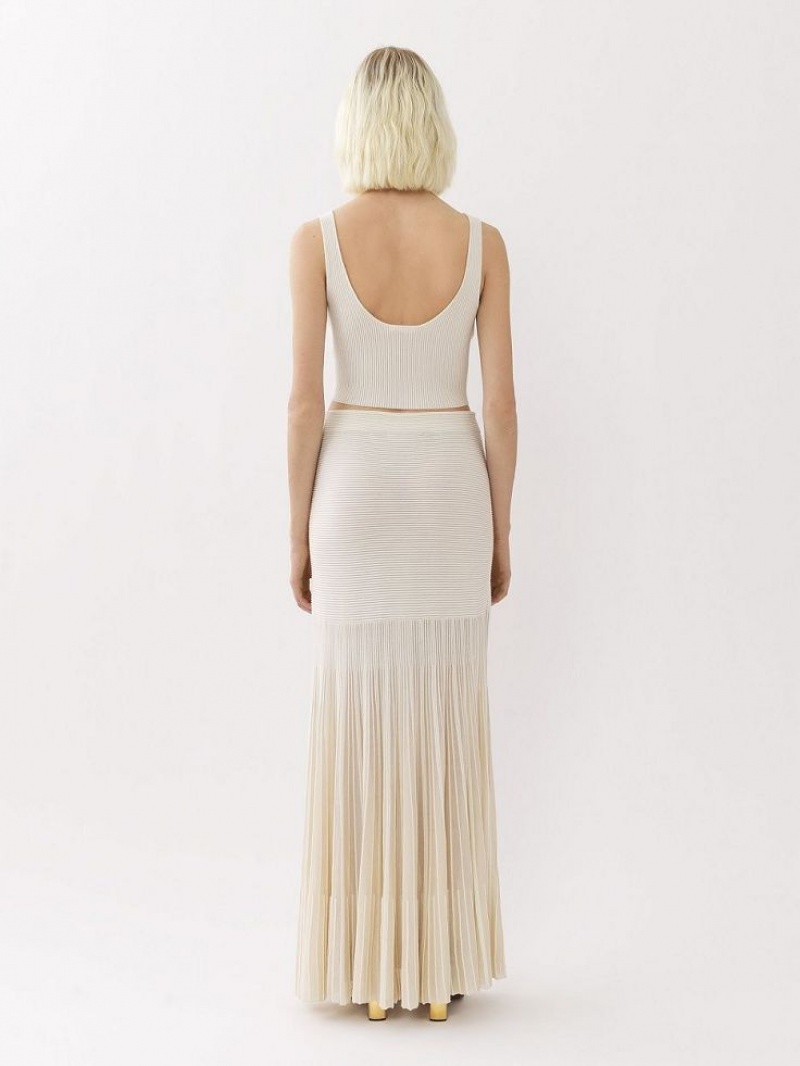 Chloe Flared Maxi Skjørt Hvite | CHE-SR14075