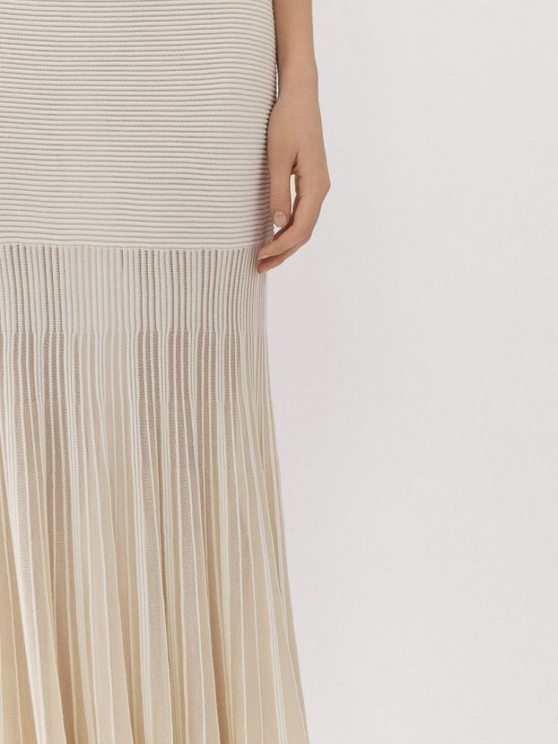 Chloe Flared Maxi Skjørt Hvite | CHE-SR14075