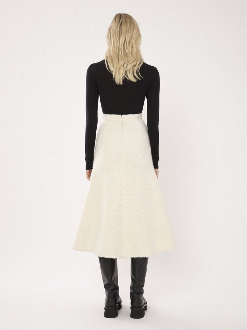 Chloe Flared Midi Skjørt Hvite | CHE-SR14096