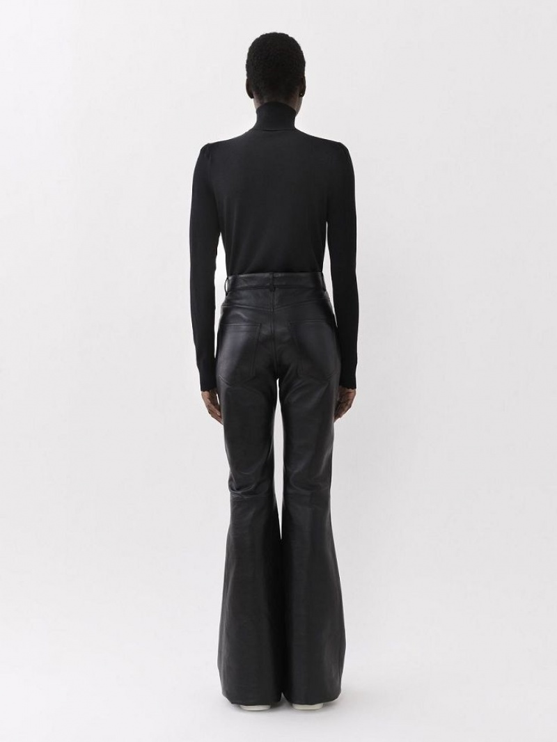 Chloe Flared Pants Leather Svarte | CHE-SR14114