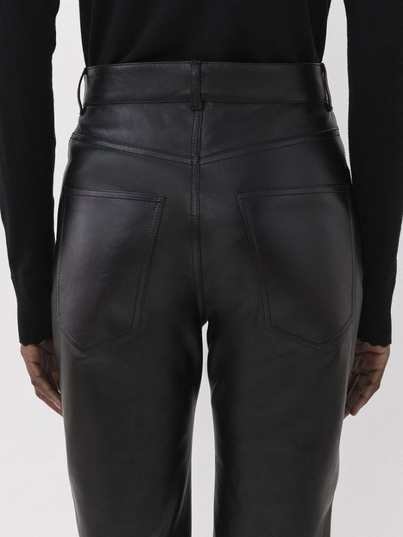 Chloe Flared Pants Leather Svarte | CHE-SR14114