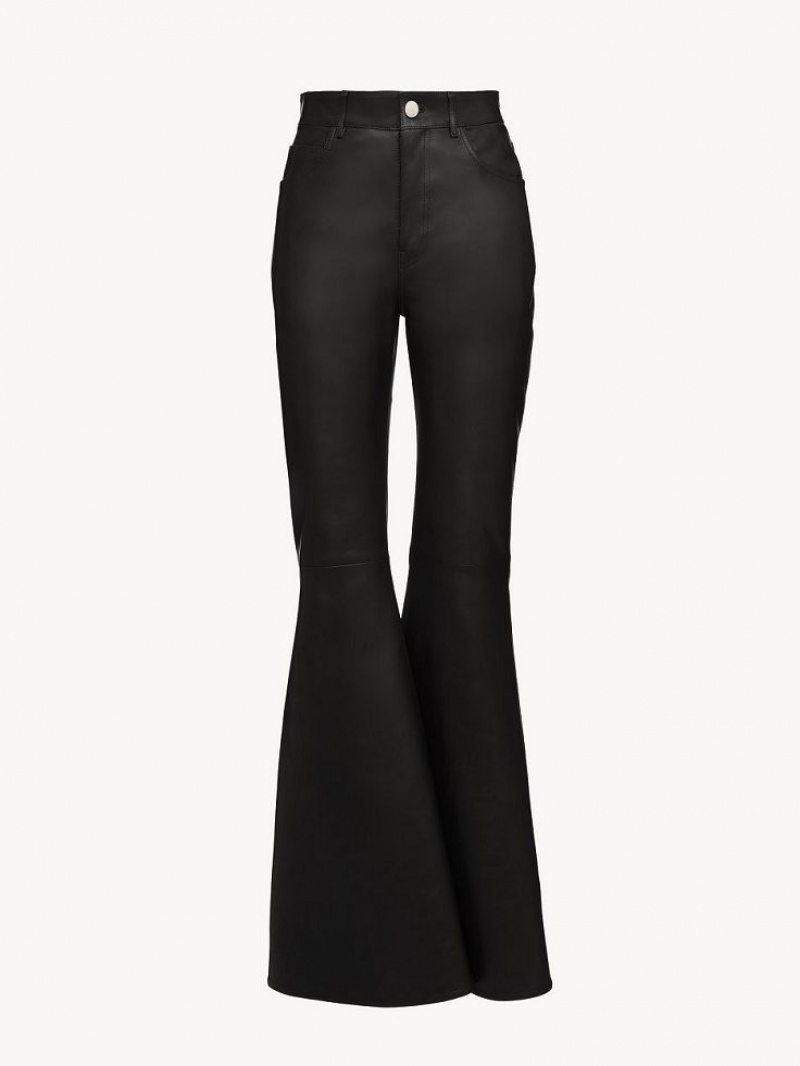 Chloe Flared Pants Leather Svarte | CHE-SR14114