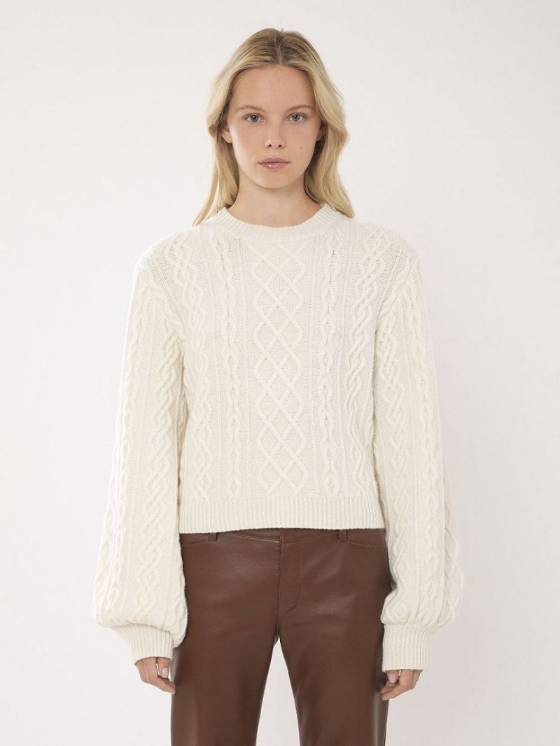 Chloe Generous Cable-knit Strikkevarer Hvite | CHE-SR13956