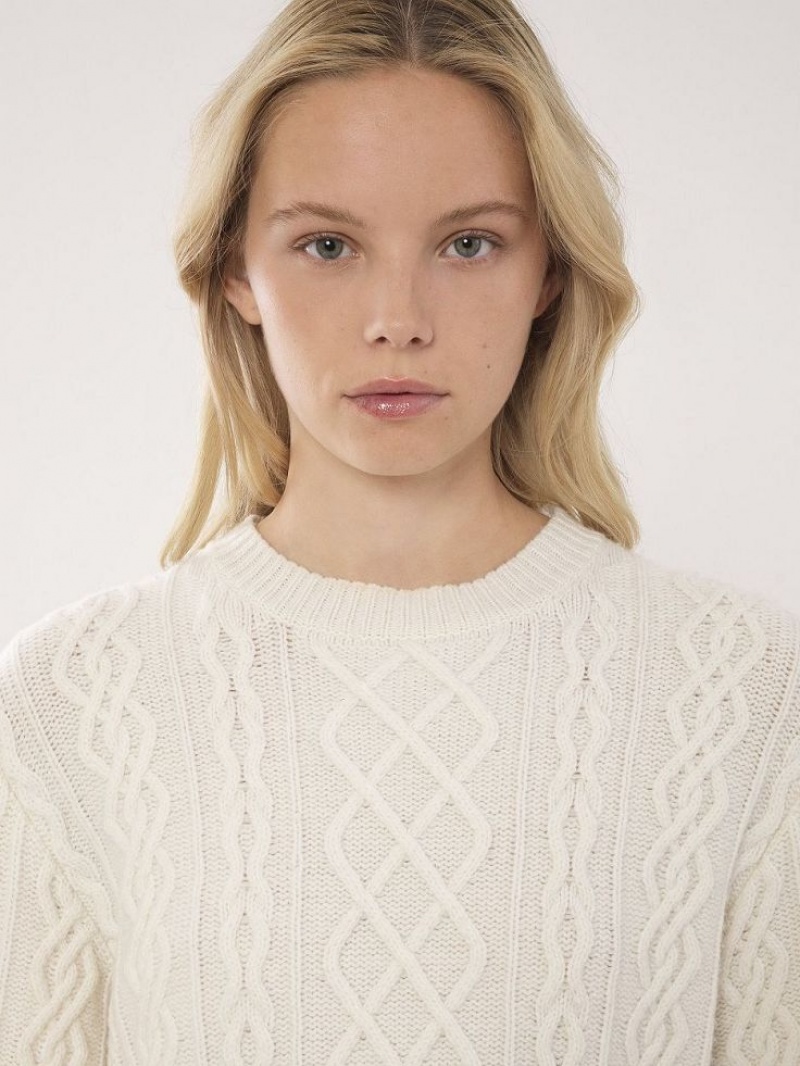 Chloe Generous Cable-knit Strikkevarer Hvite | CHE-SR13956