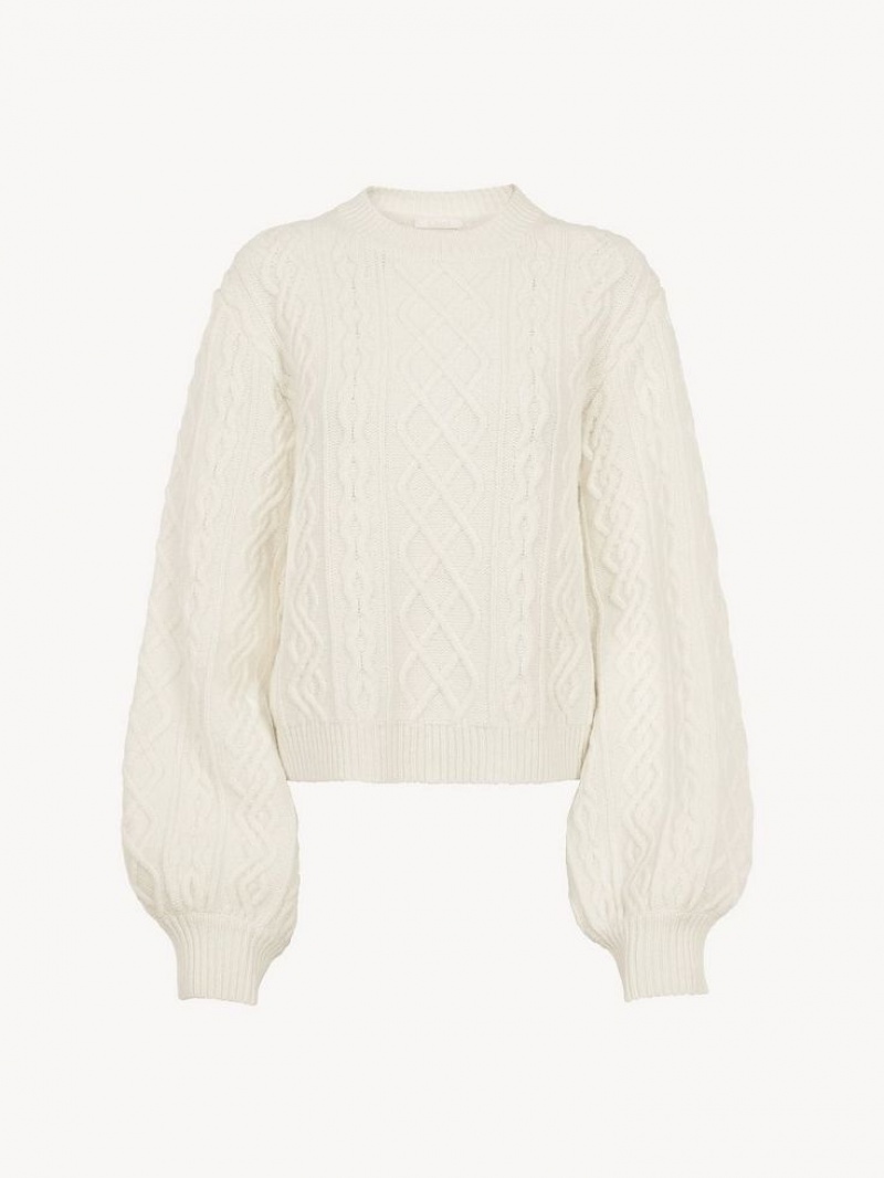 Chloe Generous Cable-knit Strikkevarer Hvite | CHE-SR13956