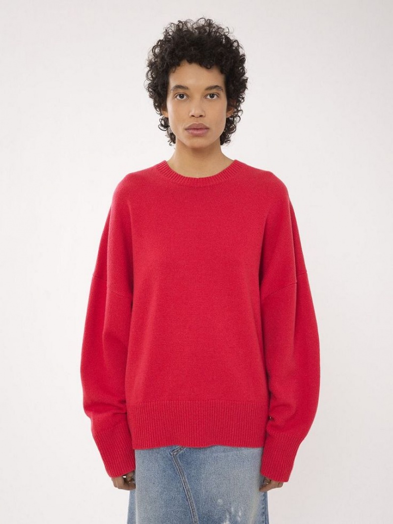 Chloe Generous Crew-neck Strikkevarer Rosa | CHE-SR13954