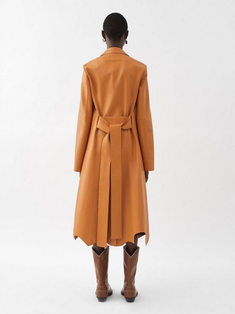 Chloe Generous Wrap Coat Leather Oransje | CHE-SR14100