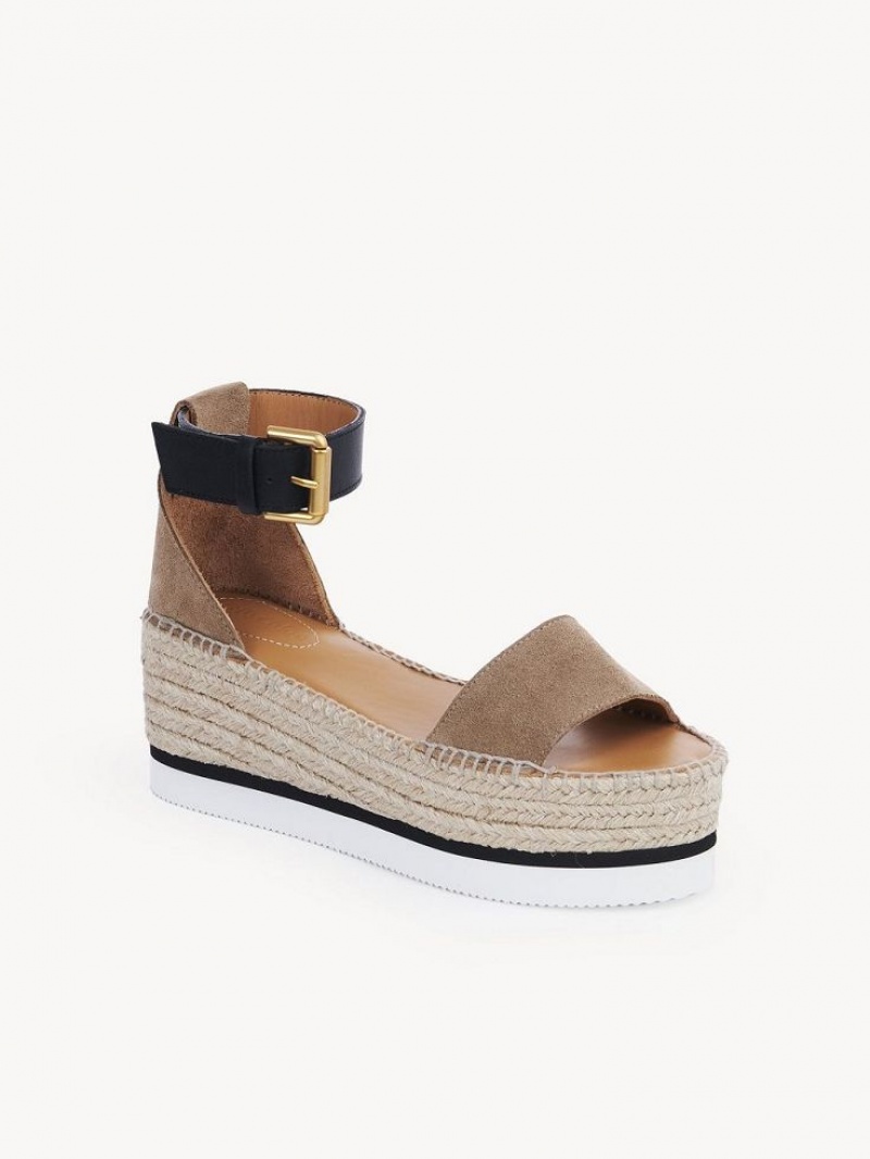 Chloe Glyn Espadrille Sandaler Khaki | CHE-SR14814