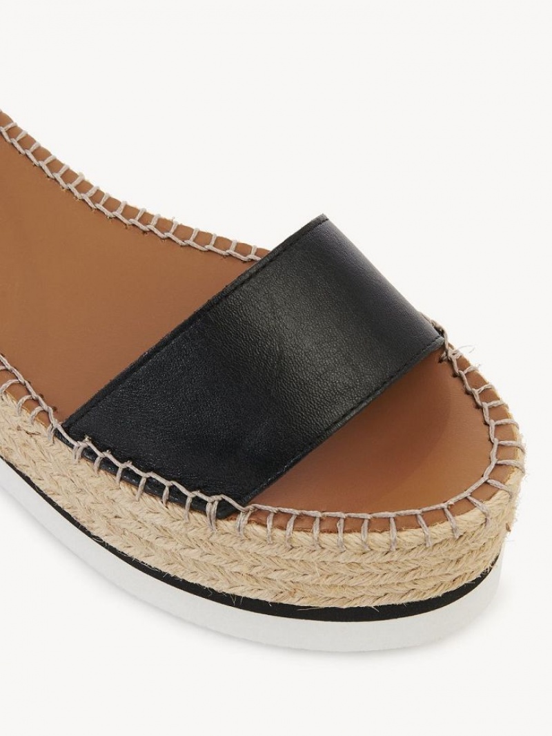 Chloe Glyn Espadrille Sandaler Svarte | CHE-SR14836