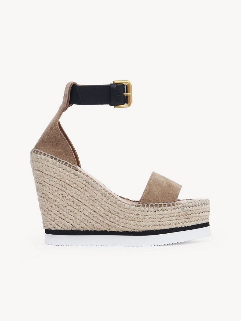 Chloe Glyn Espadrille Wedge Khaki | CHE-SR14816