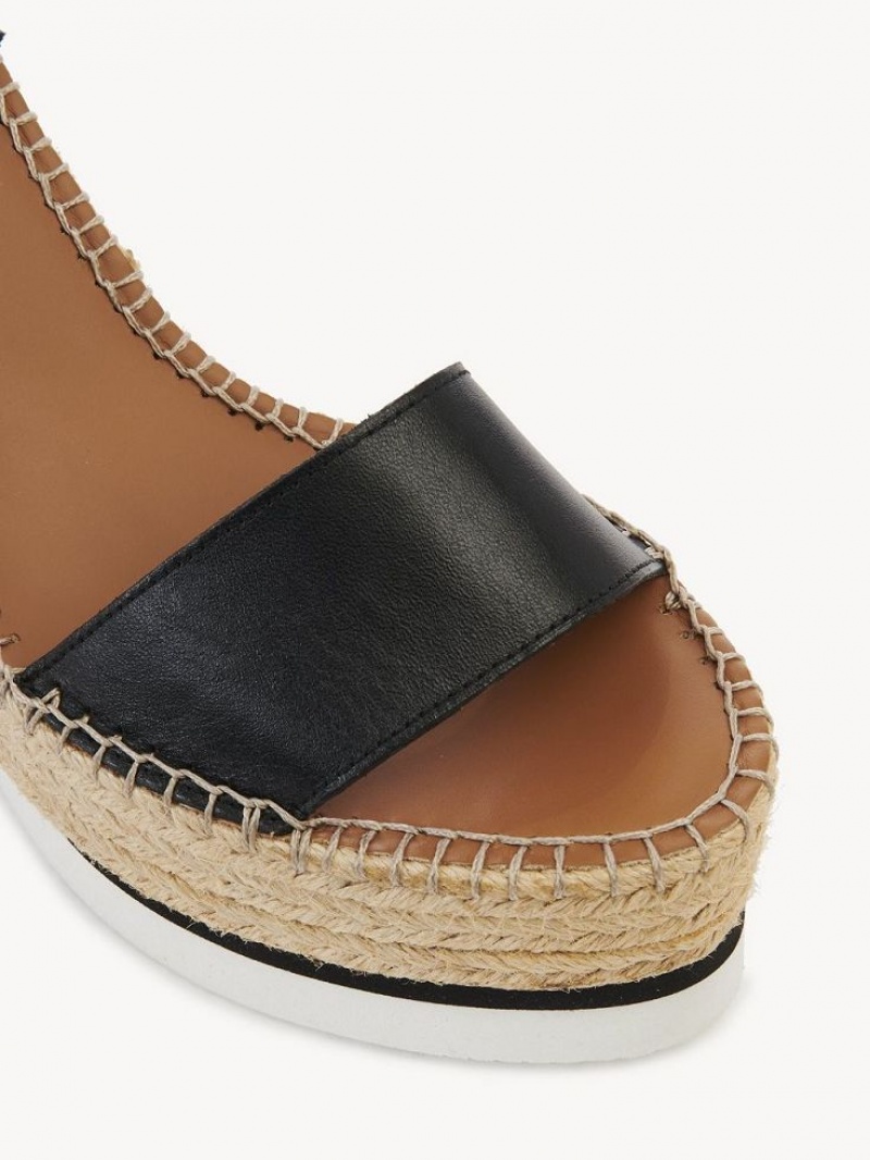 Chloe Glyn Espadrille Wedge Svarte | CHE-SR14839