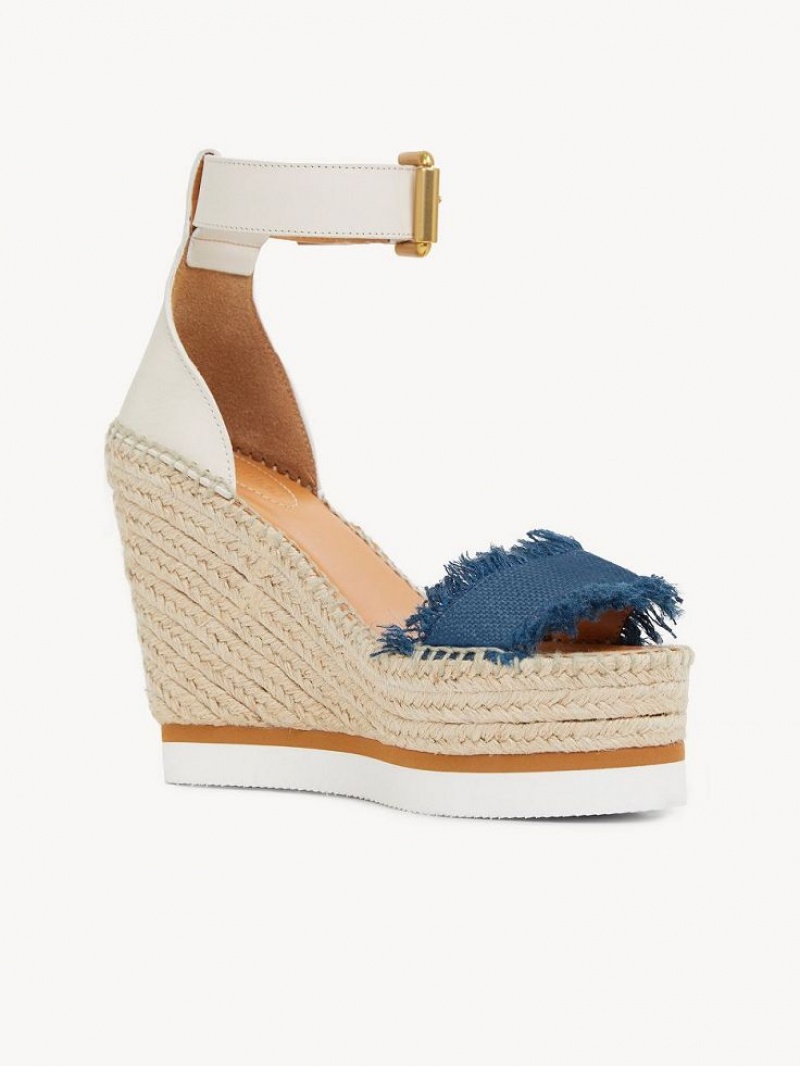 Chloe Glyn Fringed Espadrille Wedge Dyp Blå | CHE-SR14827