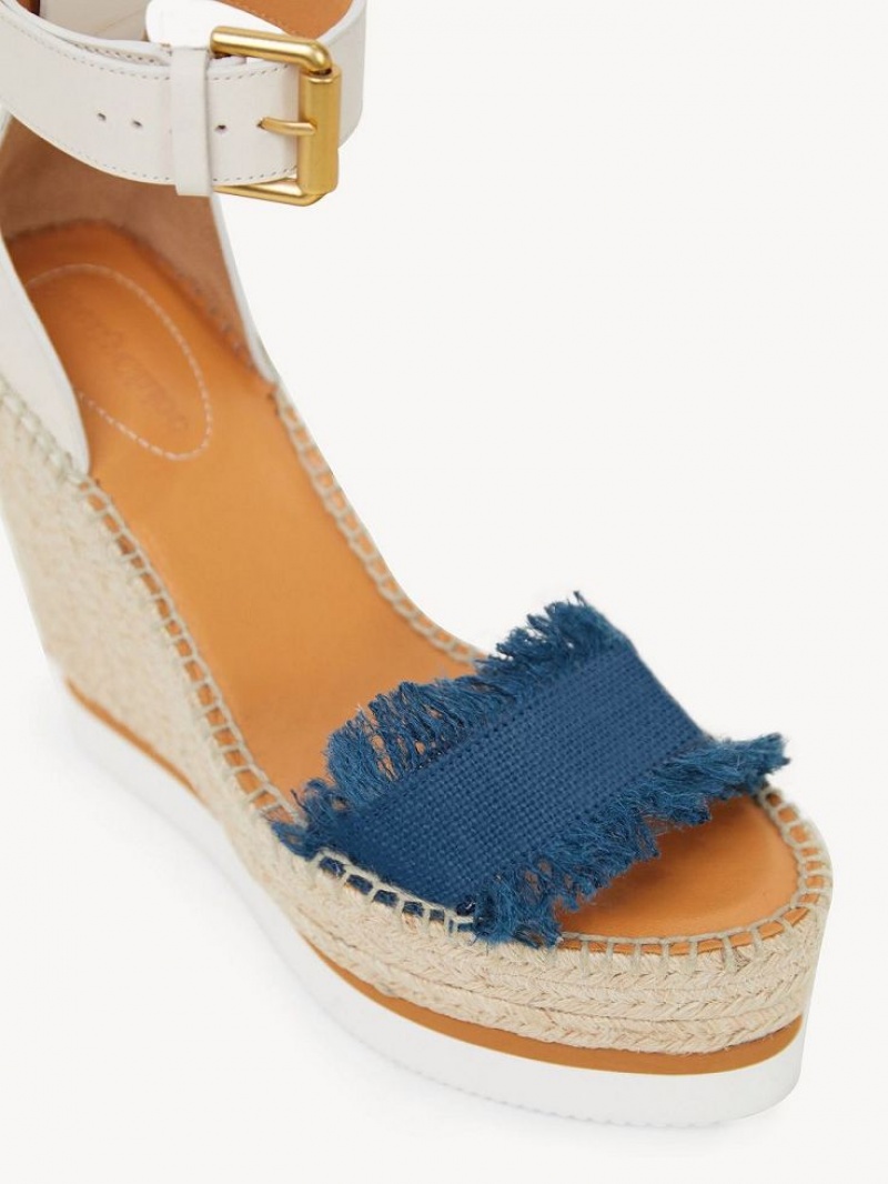 Chloe Glyn Fringed Espadrille Wedge Dyp Blå | CHE-SR14827