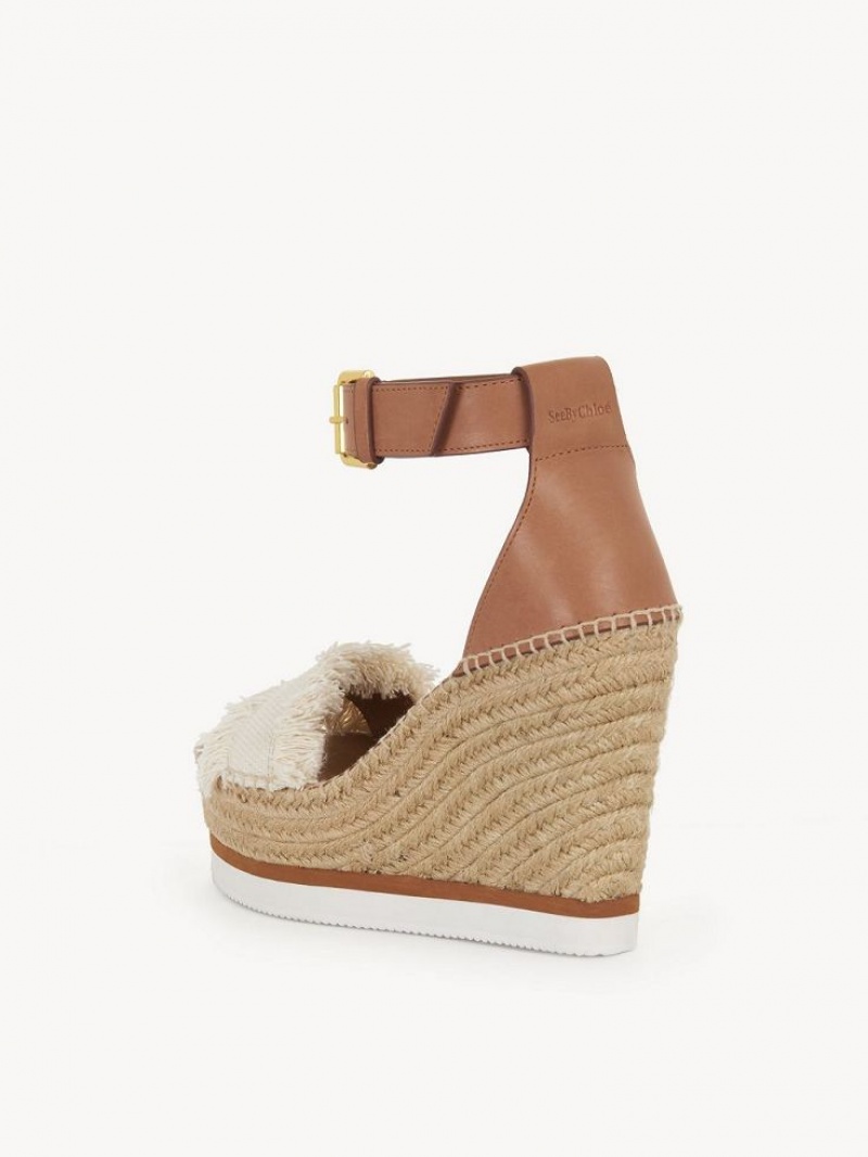 Chloe Glyn Fringed Espadrille Wedge Hvite | CHE-SR14804