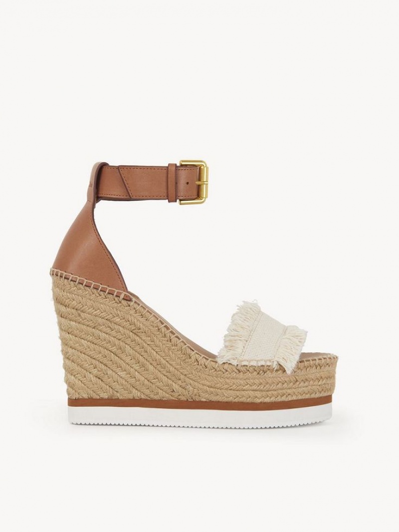 Chloe Glyn Fringed Espadrille Wedge Hvite | CHE-SR14804