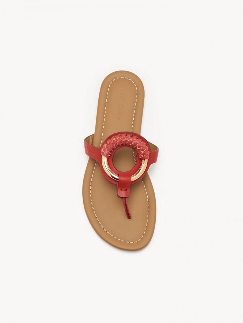 Chloe Hana Flip-flop Flate Sko Rød | CHE-SR14817