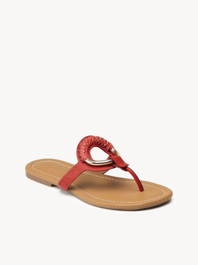 Chloe Hana Flip-flop Flate Sko Rød | CHE-SR14817