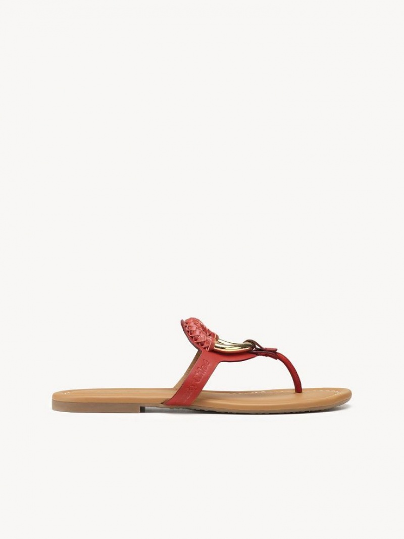 Chloe Hana Flip-flop Flate Sko Rød | CHE-SR14817