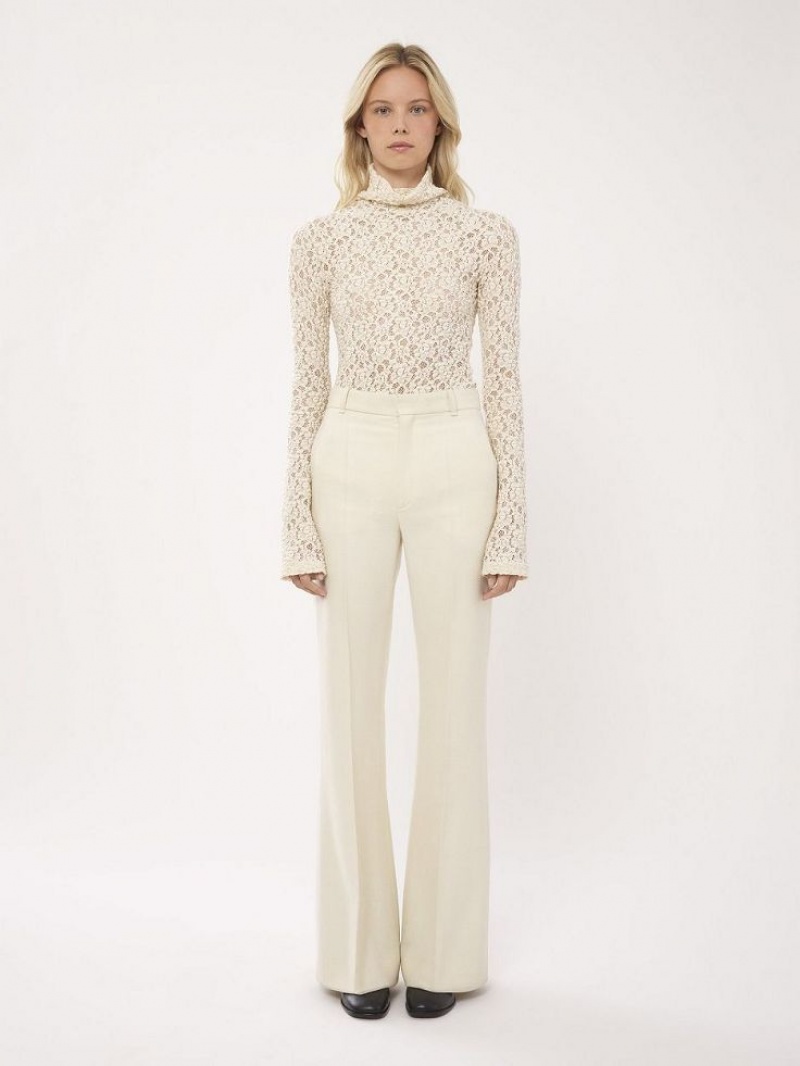 Chloe High-waisted Flare Drakter Hvite | CHE-SR14038