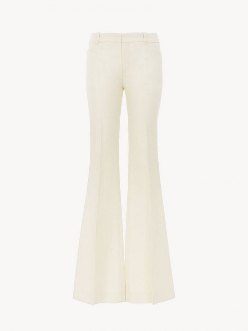 Chloe High-waisted Flare Drakter Hvite | CHE-SR14038