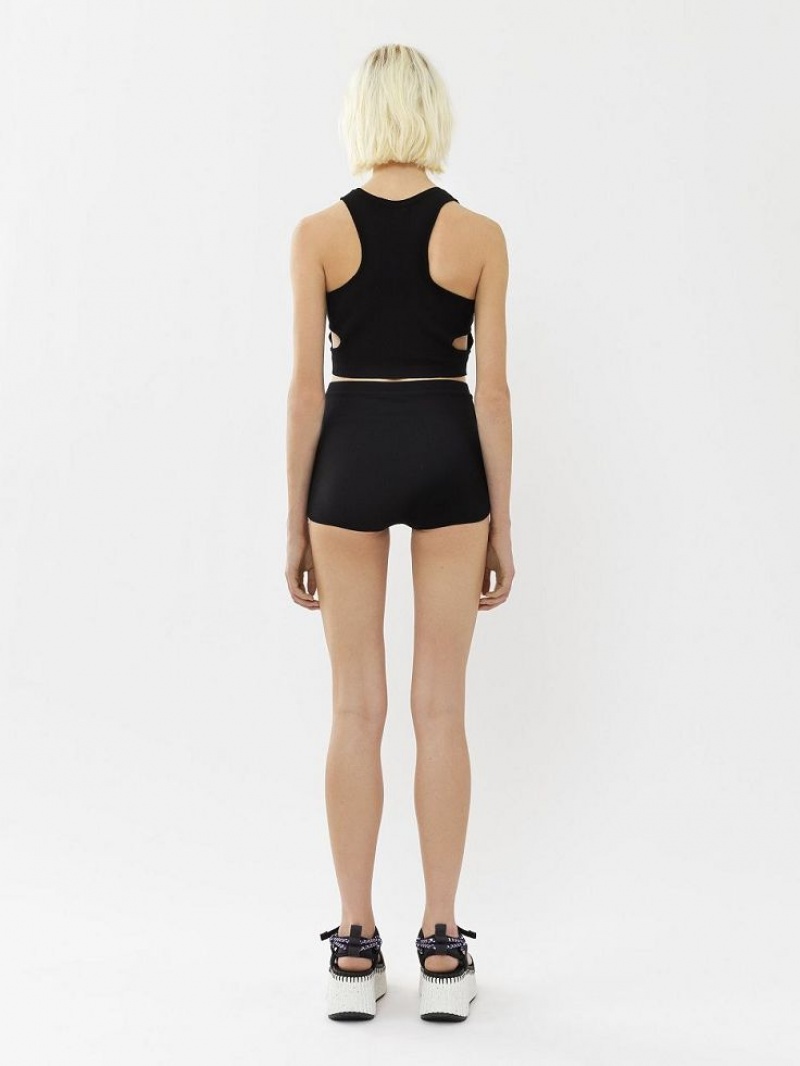 Chloe High-waisted Mini Shorts Strikkevarer Svarte | CHE-SR13924