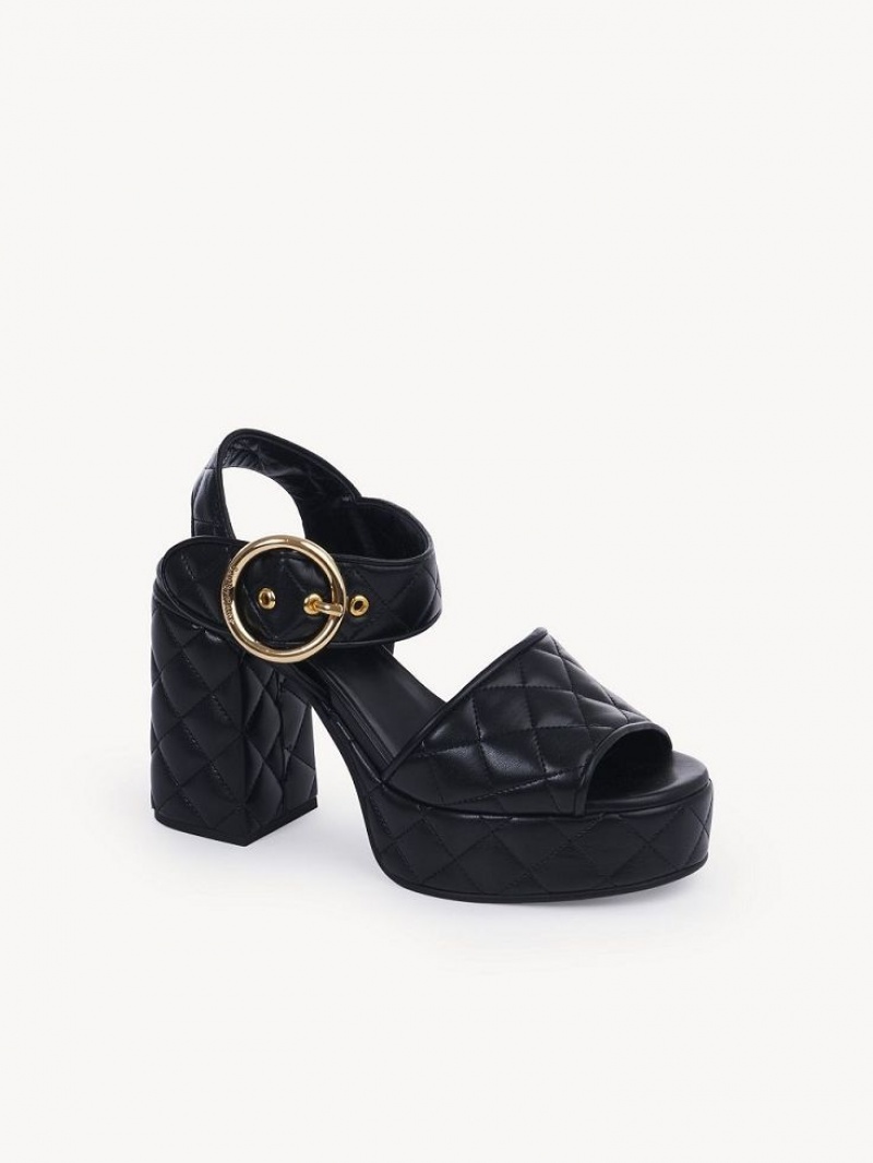 Chloe Jodie Platform Sandaler Svarte | CHE-SR14813