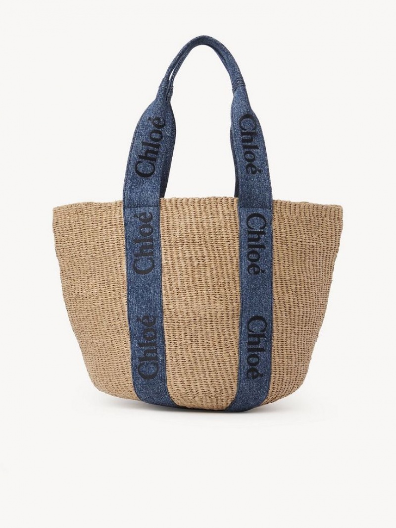 Chloe Large Woody Basket Tote Veske Blå | CHE-SR13331