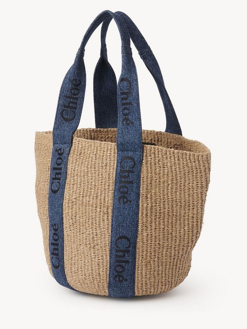 Chloe Large Woody Basket Tote Veske Blå | CHE-SR13331