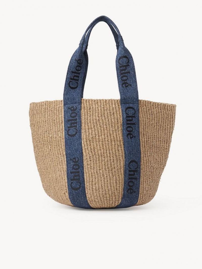 Chloe Large Woody Basket Tote Veske Blå | CHE-SR13331