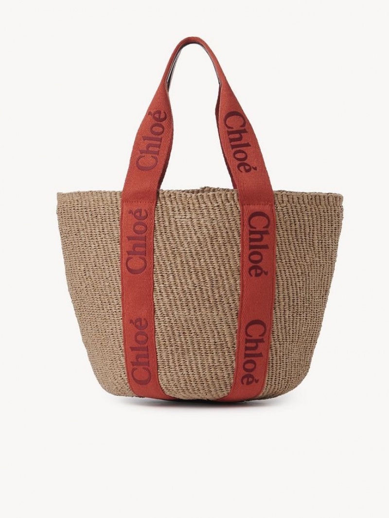 Chloe Large Woody Basket Tote Veske Oransje Oransje | CHE-SR13298