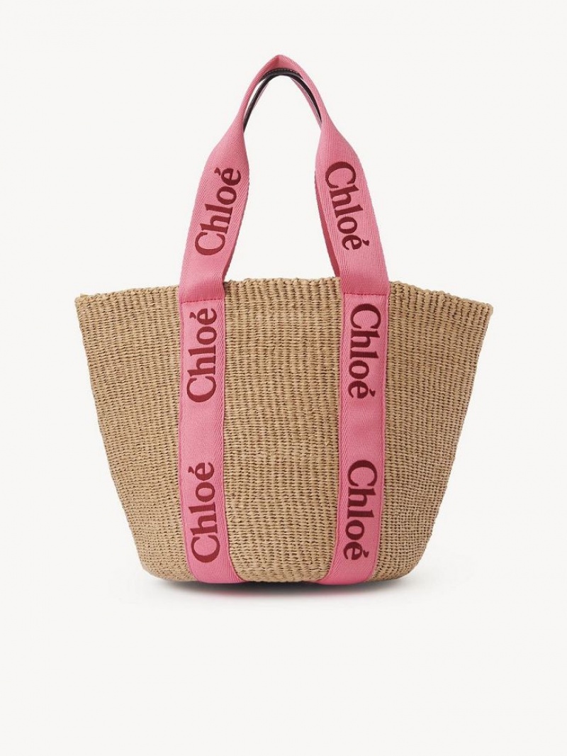 Chloe Large Woody Basket Tote Veske Rosa Rød | CHE-SR13299