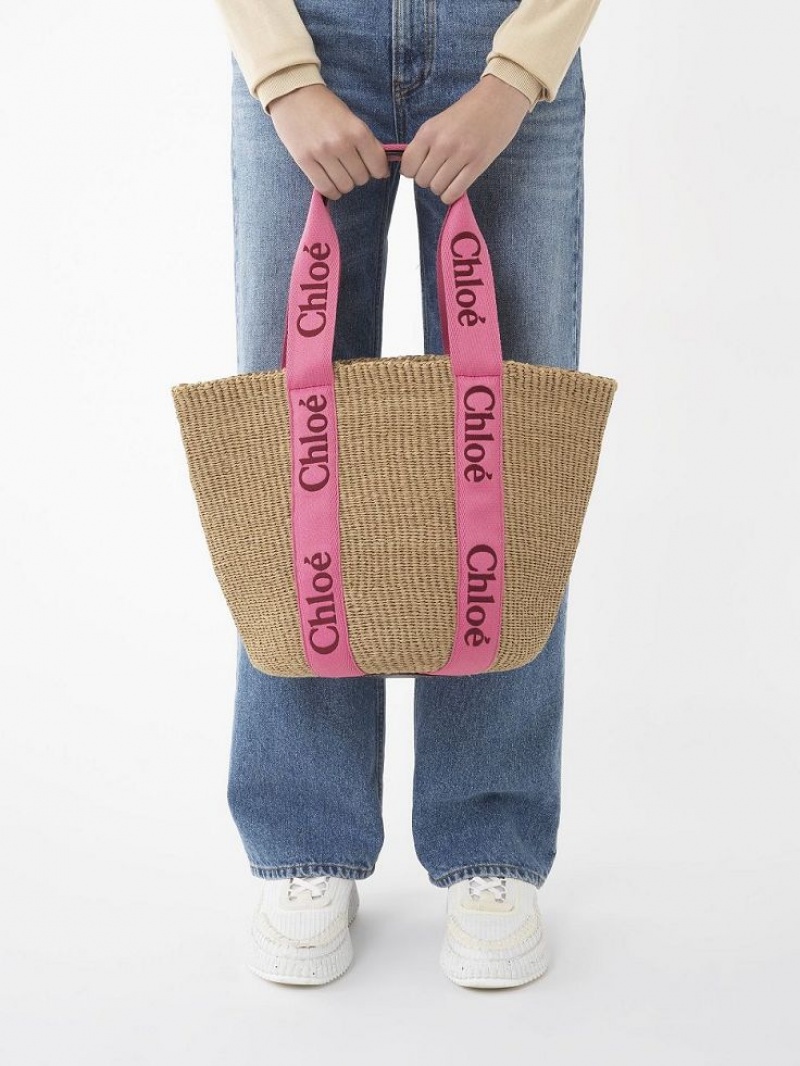 Chloe Large Woody Basket Tote Veske Rosa Rød | CHE-SR13299