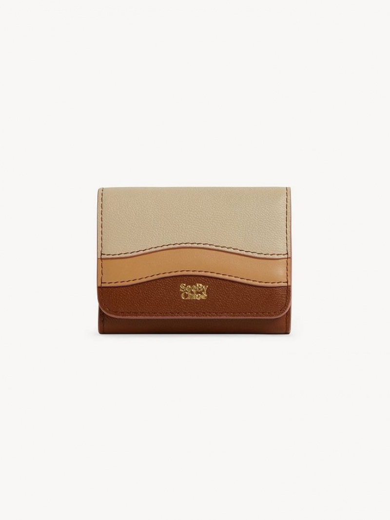 Chloe Layers Medium Tri-fold Liten Lommebok Brune | CHE-SR14896