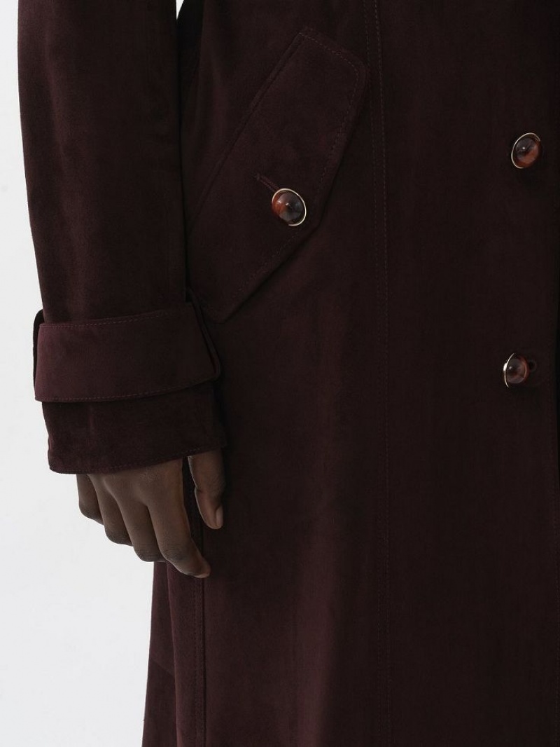 Chloe Long Trench Coat Leather Brune | CHE-SR14119