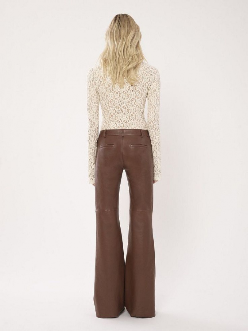 Chloe Low-waist Flare Pants Leather Kaffe | CHE-SR14118