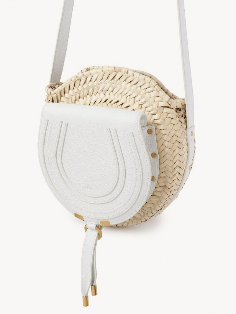 Chloe Marcie Basket Crossbody Veske Hvite | CHE-SR13572