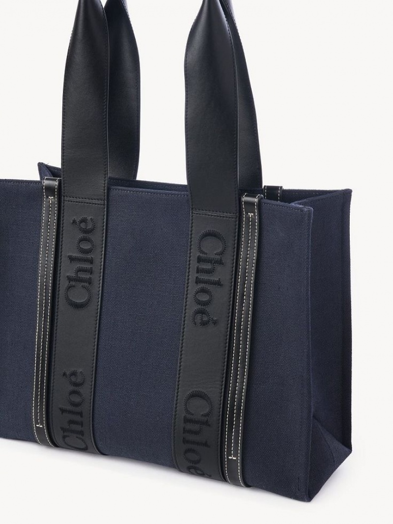 Chloe Medium Woody Tote Veske Dyp Blå | CHE-SR13391