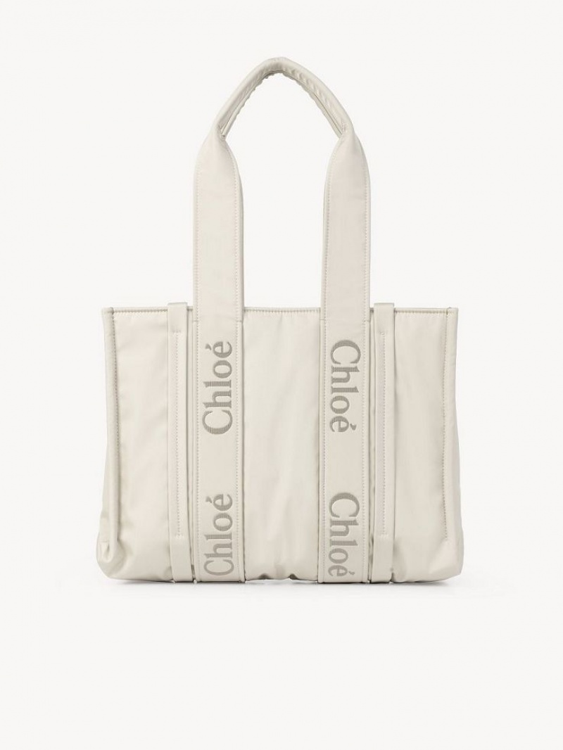 Chloe Medium Woody Tote Veske Hvite | CHE-SR13288