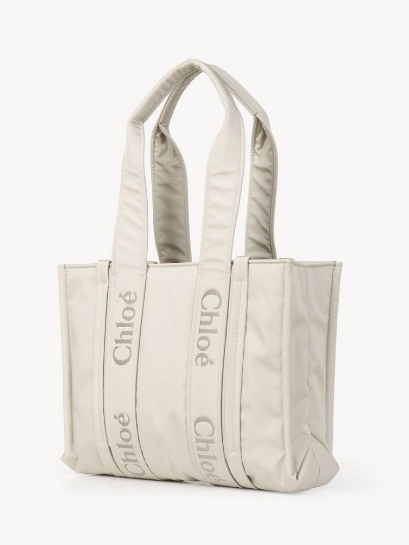 Chloe Medium Woody Tote Veske Hvite | CHE-SR13288