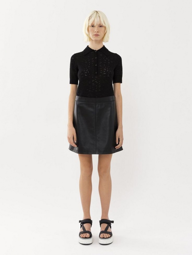 Chloe Mini Skirt Leather Svarte | CHE-SR14112