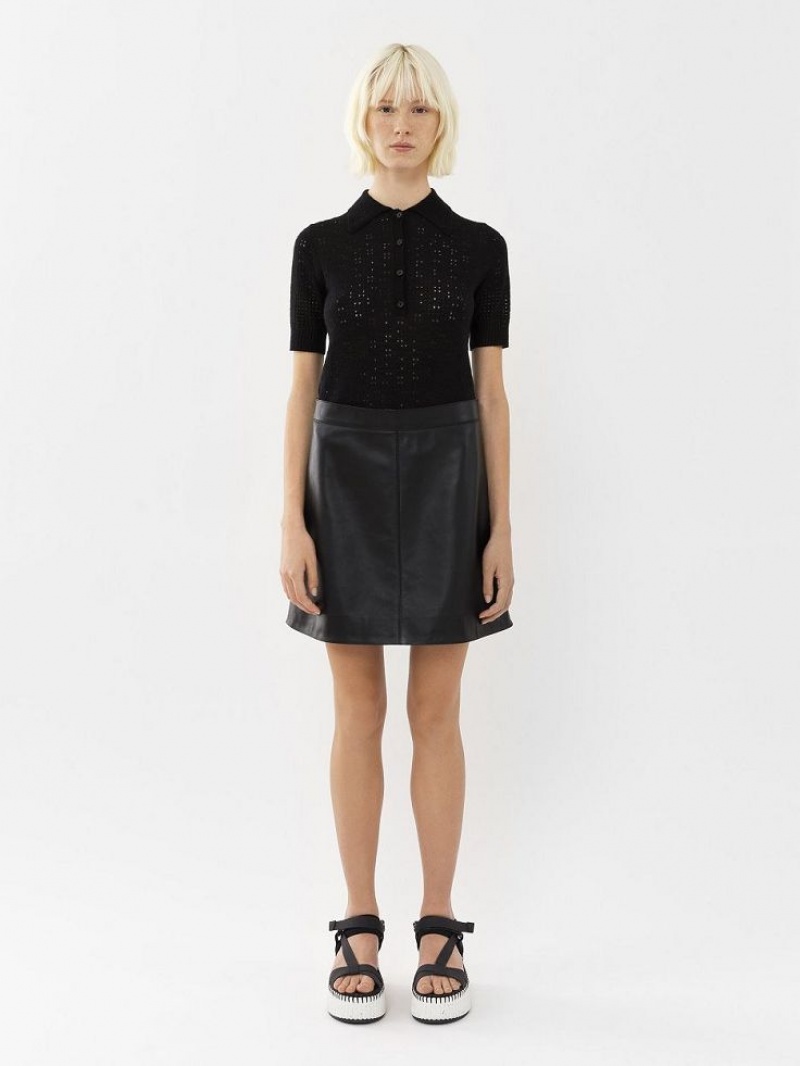 Chloe Mini Skirt Leather Svarte | CHE-SR14112