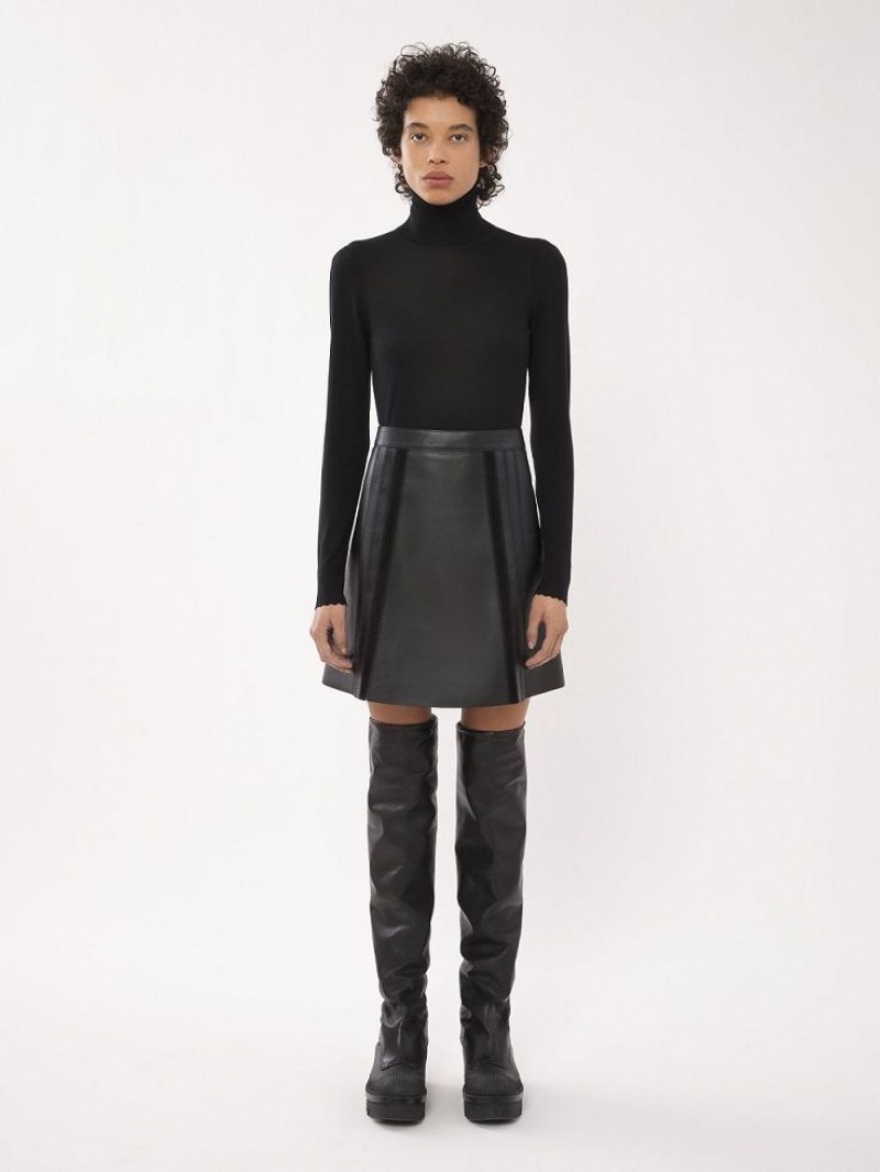 Chloe Mini Skirt Leather Svarte | CHE-SR14120