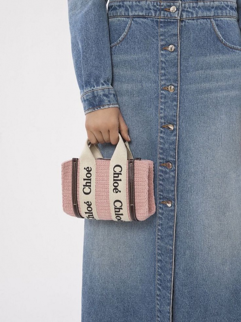 Chloe Mini Woody Crossbody Veske Rosa | CHE-SR13464