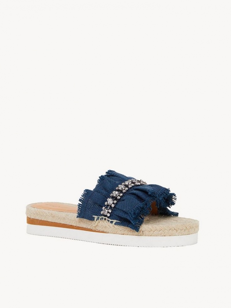 Chloe Mollie Espadrille Flate Sko Dyp Blå | CHE-SR14807