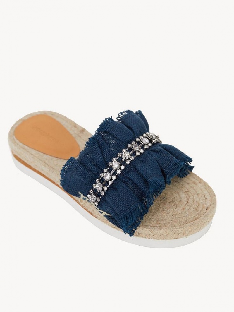 Chloe Mollie Espadrille Flate Sko Dyp Blå | CHE-SR14807