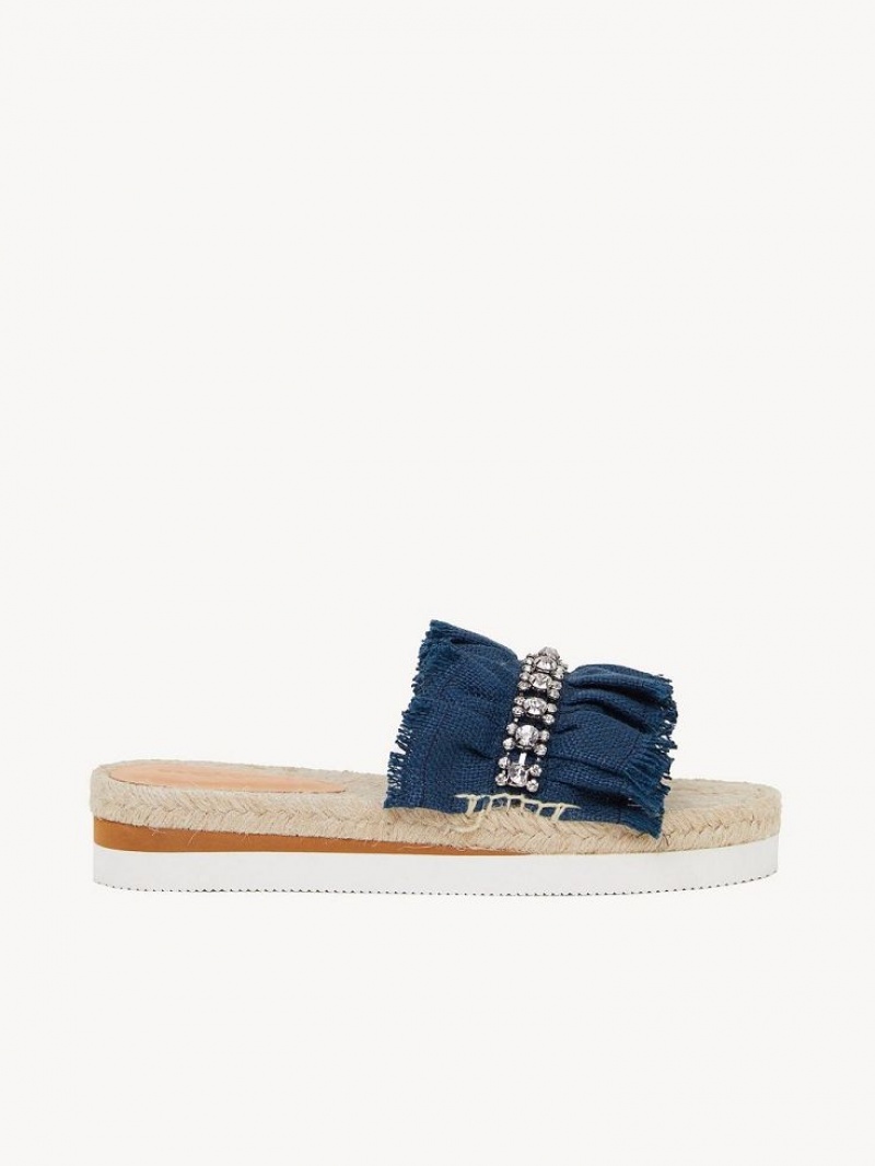 Chloe Mollie Espadrille Flate Sko Dyp Blå | CHE-SR14807