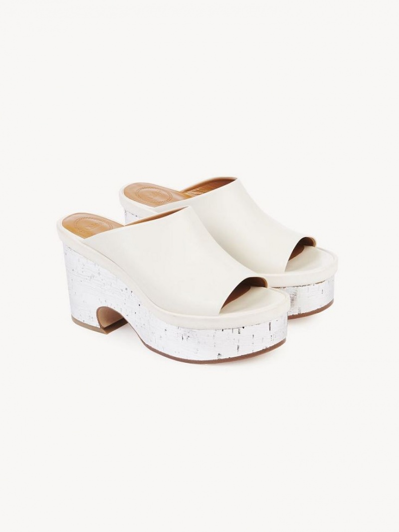 Chloe Oli Platform Mule Hvite | CHE-SR14155